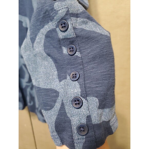 Chico's Cotton Blend Blue Abstract Print Button-Detail V-Neck Tunic Size 3 (XL) - Picture 3 of 7